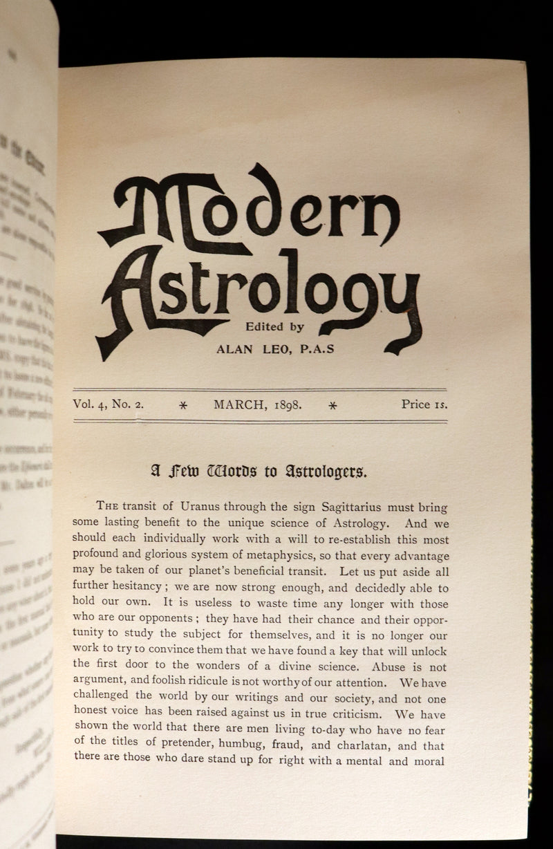 1898 Scarce Book bound by Zaehnsdorf for Asprey - MODERN ASTROLOGY - The Astrologers' Magazine by Alan Leo. Copy of Governor Charles Edison.