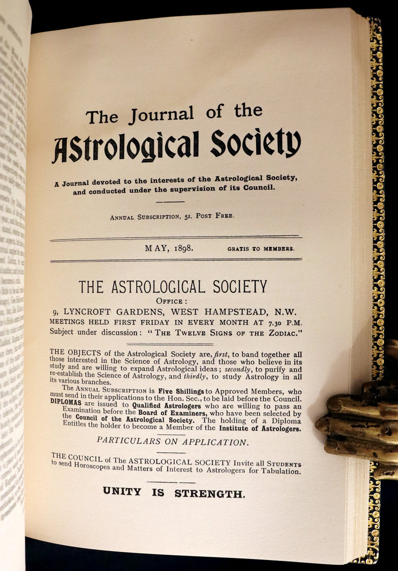 1898 Scarce Book bound by Zaehnsdorf for Asprey - MODERN ASTROLOGY - The Astrologers' Magazine by Alan Leo. Copy of Governor Charles Edison.