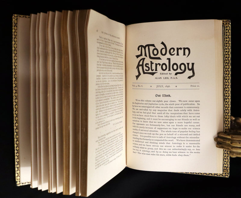 1898 Scarce Book bound by Zaehnsdorf for Asprey - MODERN ASTROLOGY - The Astrologers' Magazine by Alan Leo. Copy of Governor Charles Edison.