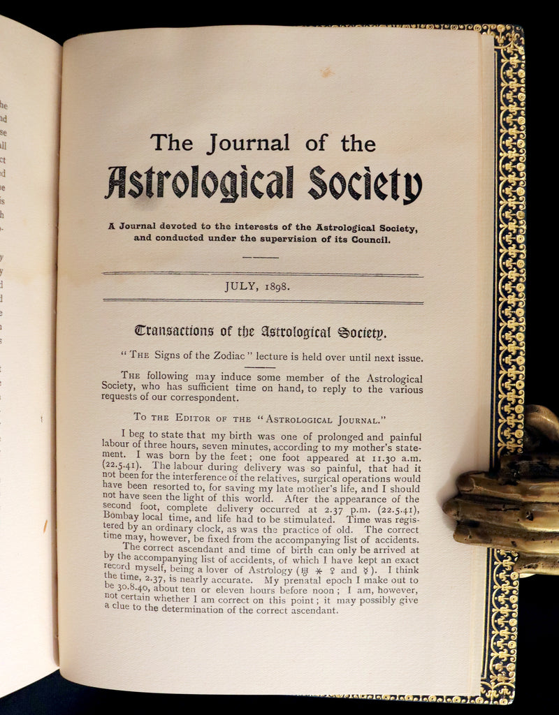 1898 Scarce Book bound by Zaehnsdorf for Asprey - MODERN ASTROLOGY - The Astrologers' Magazine by Alan Leo. Copy of Governor Charles Edison.