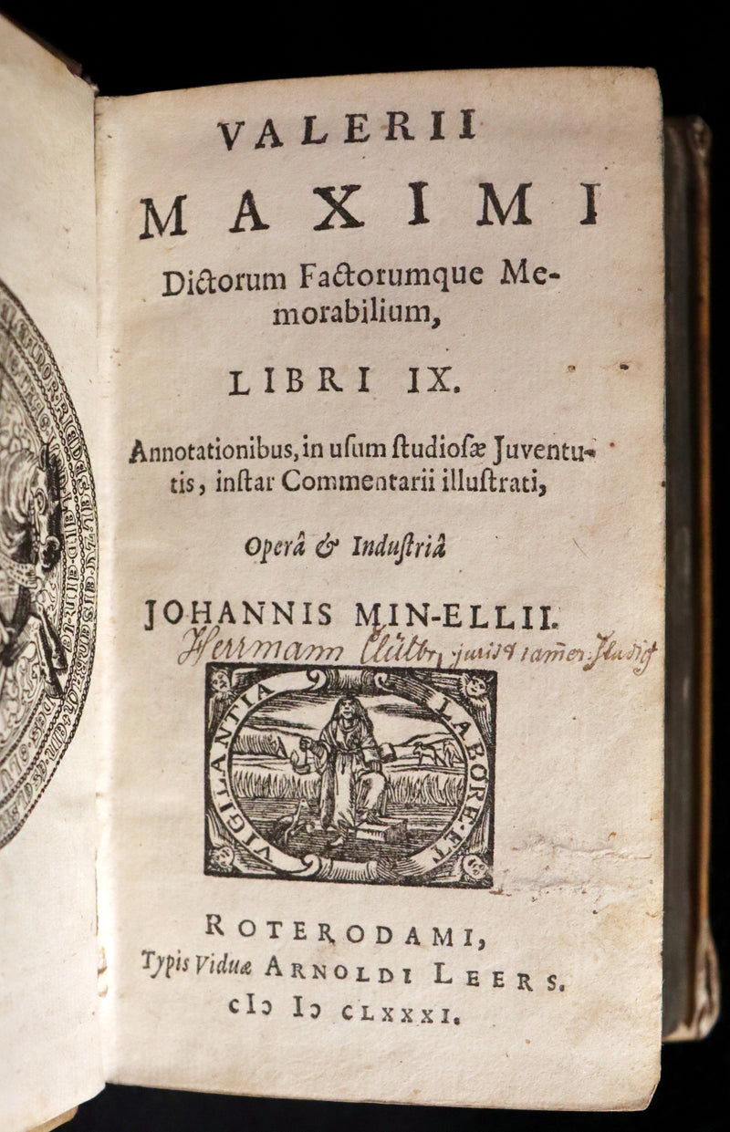 1681 Rare Latin Vellum Book - Valerius Maximus' Stories of Roman life. Dictorum, factorumque memorabilium libri IX.
