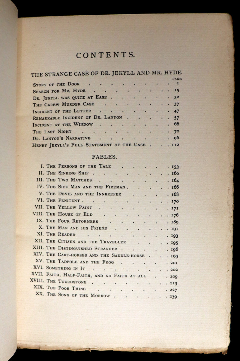 1896 Rare Book - The Strange Case of Dr Jekyll and Mr Hyde with Other Fables by Stevenson.