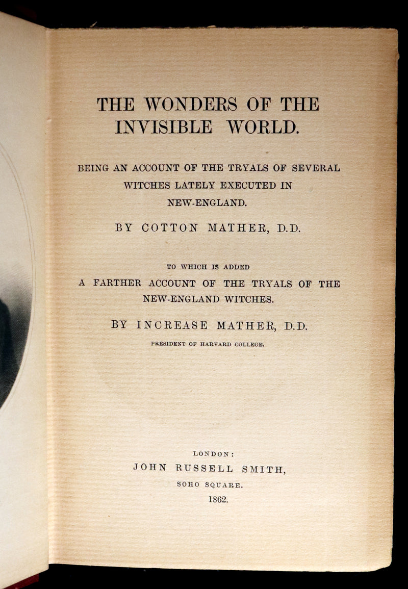 1862 Rare Book - SALEM WITCHCRAFT - Wonders of the Invisible World by Cotton Mather.