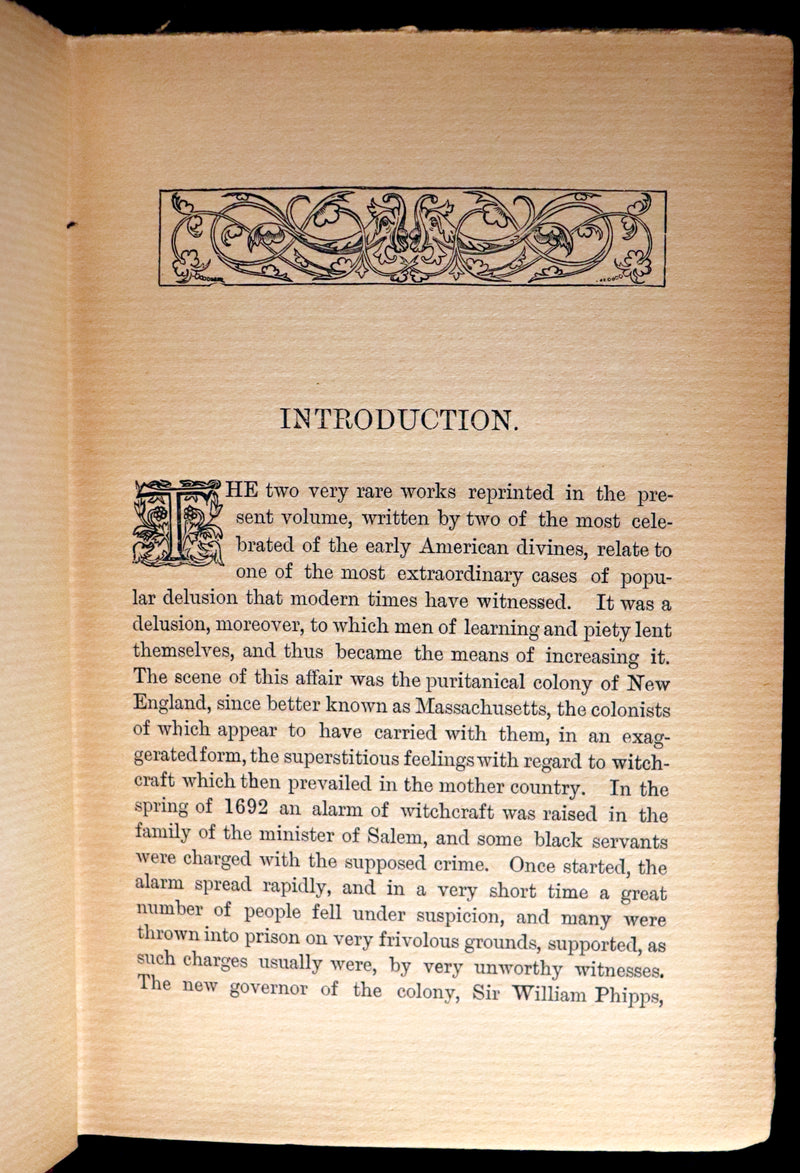1862 Rare Book - SALEM WITCHCRAFT - Wonders of the Invisible World by Cotton Mather.