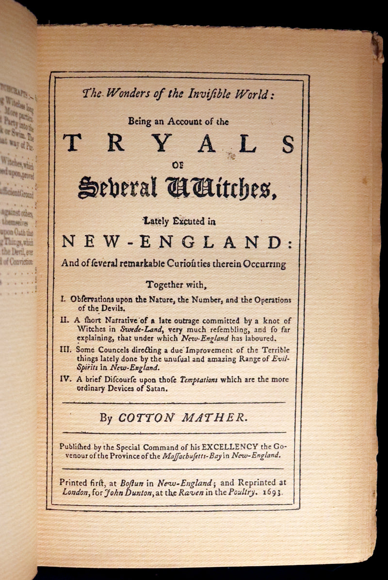 1862 Rare Book - SALEM WITCHCRAFT - Wonders of the Invisible World by Cotton Mather.