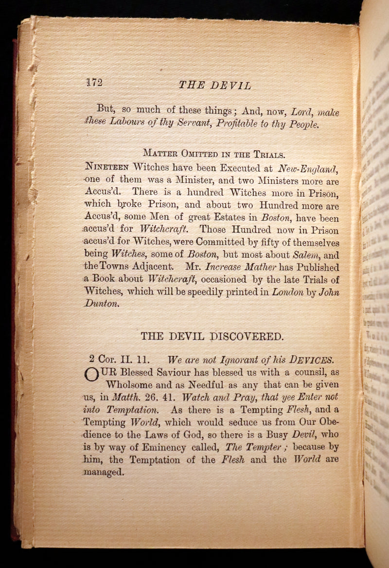 1862 Rare Book - SALEM WITCHCRAFT - Wonders of the Invisible World by Cotton Mather.