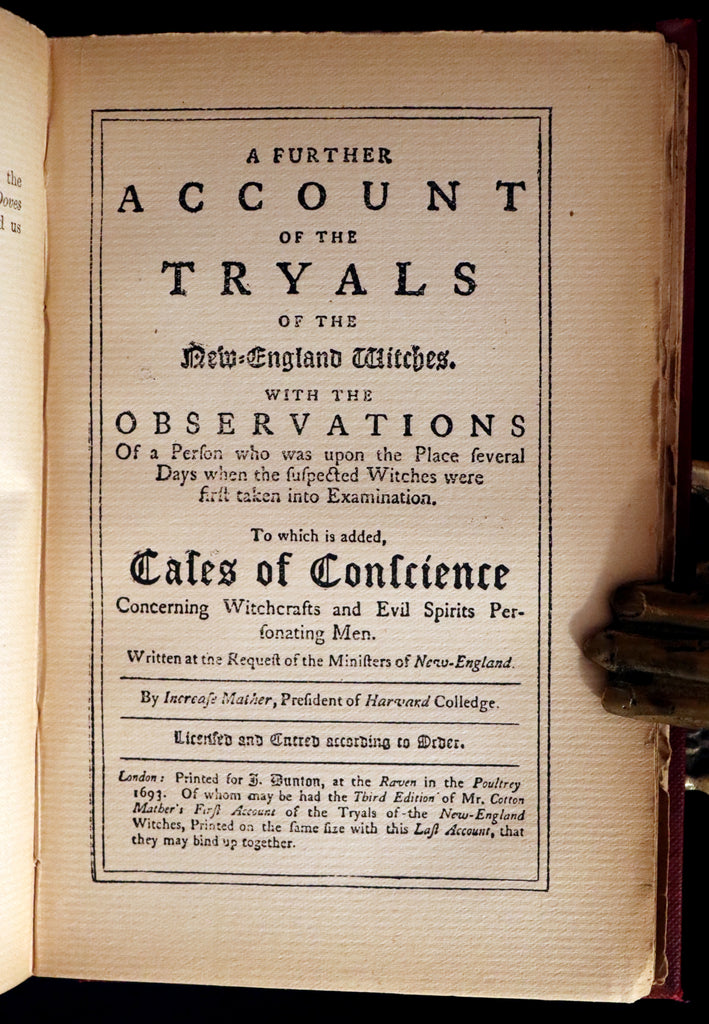 COTTON MATHER, 1693. Title-page of the 1693 London edition