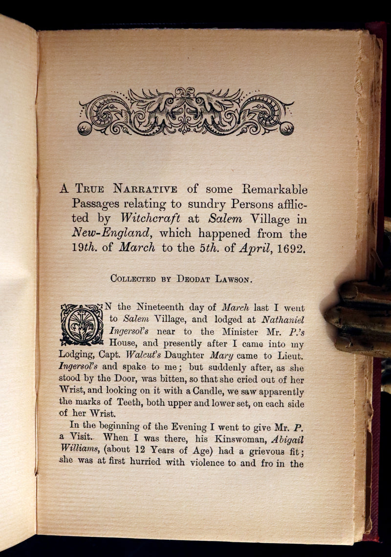 1862 Rare Book - SALEM WITCHCRAFT - Wonders of the Invisible World by Cotton Mather.