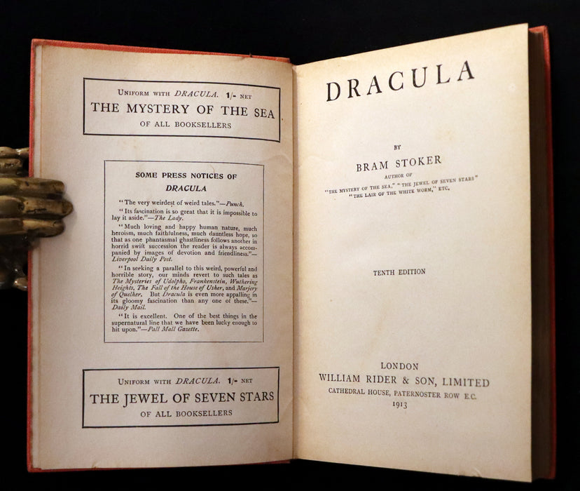 1913 Rare Edition - DRACULA by Bram Stoker. Gothic Vampire Story.