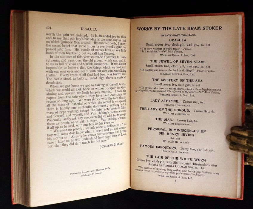 1913 Rare Edition - DRACULA by Bram Stoker. Gothic Vampire Story.