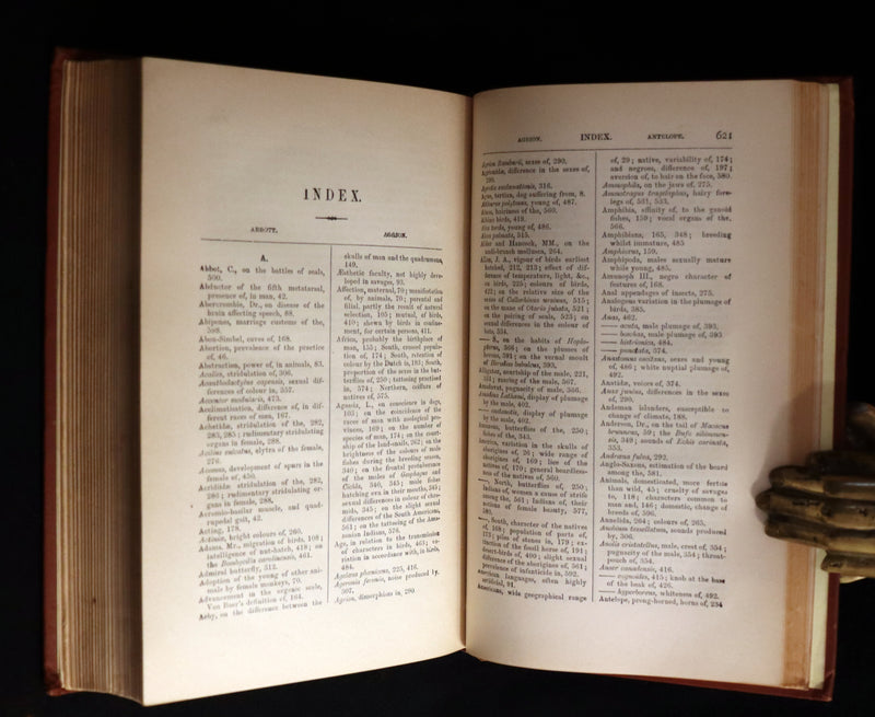 1892 Rare Book - CHARLES DARWIN - The DESCENT OF MAN and Selection in Relation to Sex.