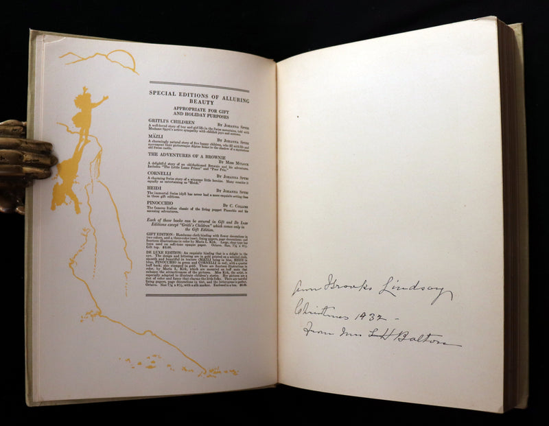 1919 Rare Book - HEIDI by Johanna Spyri illustrated in color by Maria L. Kirk.