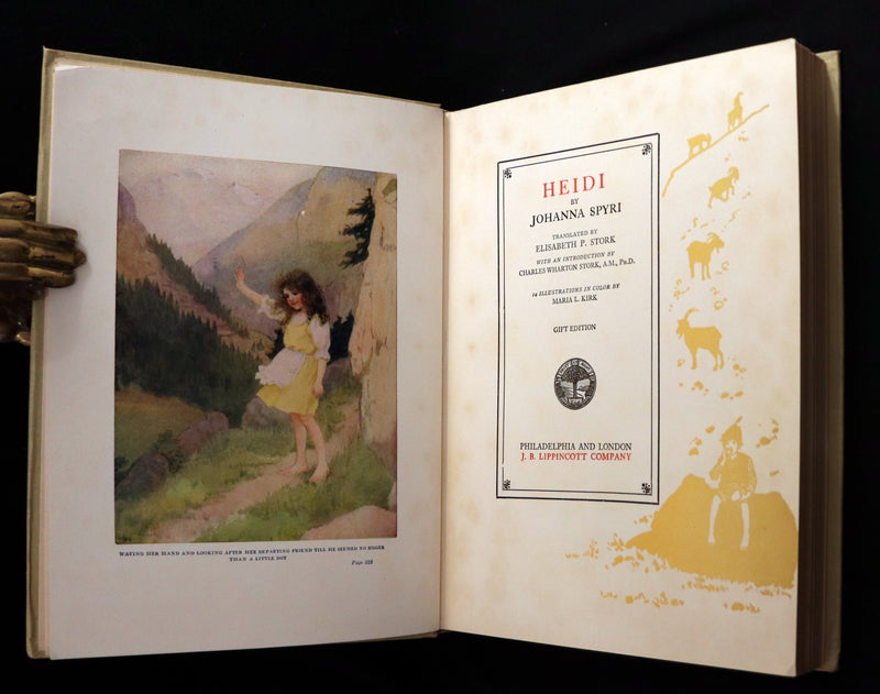 1919 Rare Book - HEIDI by Johanna Spyri illustrated in color by Maria L. Kirk.