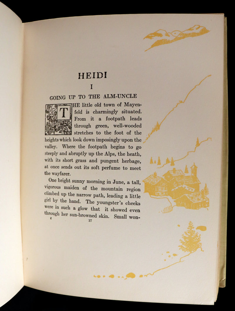 1919 Rare Book - HEIDI by Johanna Spyri illustrated in color by Maria L. Kirk.
