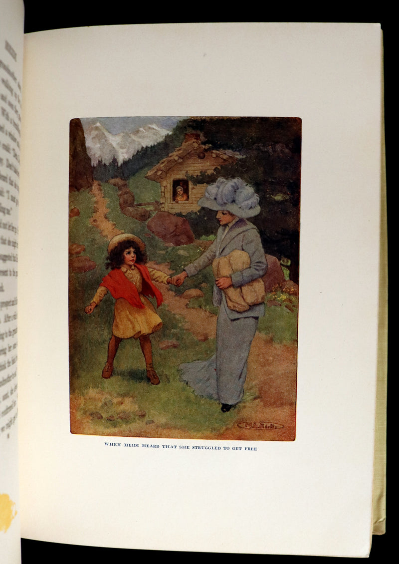 1919 Rare Book - HEIDI by Johanna Spyri illustrated in color by Maria L. Kirk.