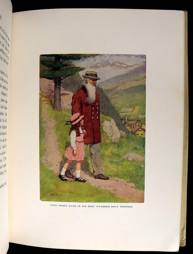 1919 Rare Book - HEIDI by Johanna Spyri illustrated in color by Maria L. Kirk.