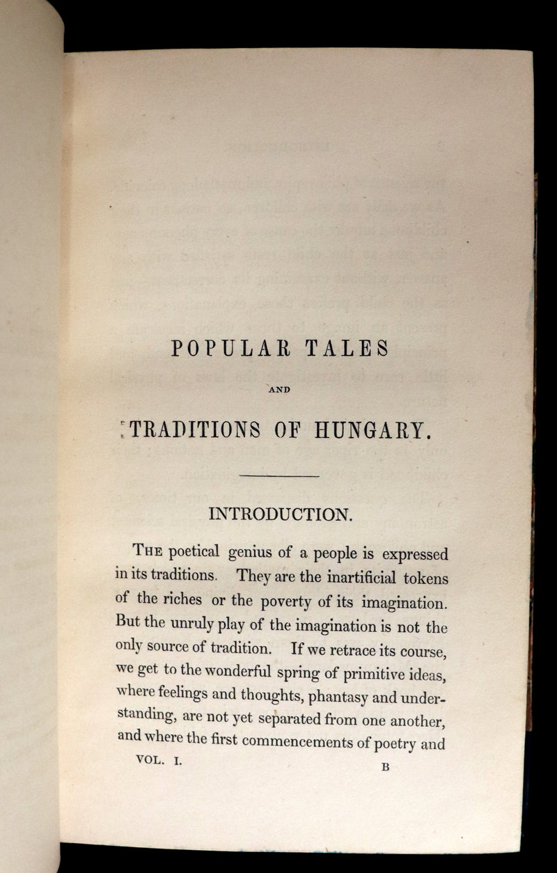 1851 Scarce First Edition - TALES AND TRADITIONS OF HUNGARY by Francis and Theresa Pulszky.