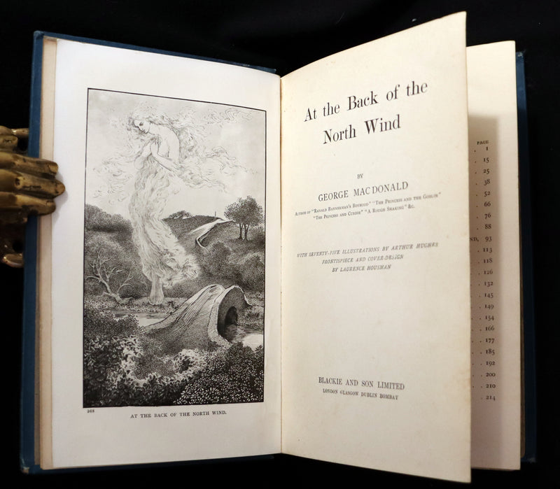 1910 Rare Book - AT THE BACK OF THE NORTH WIND by George MacDonald illustrated by Arthur Hughes.