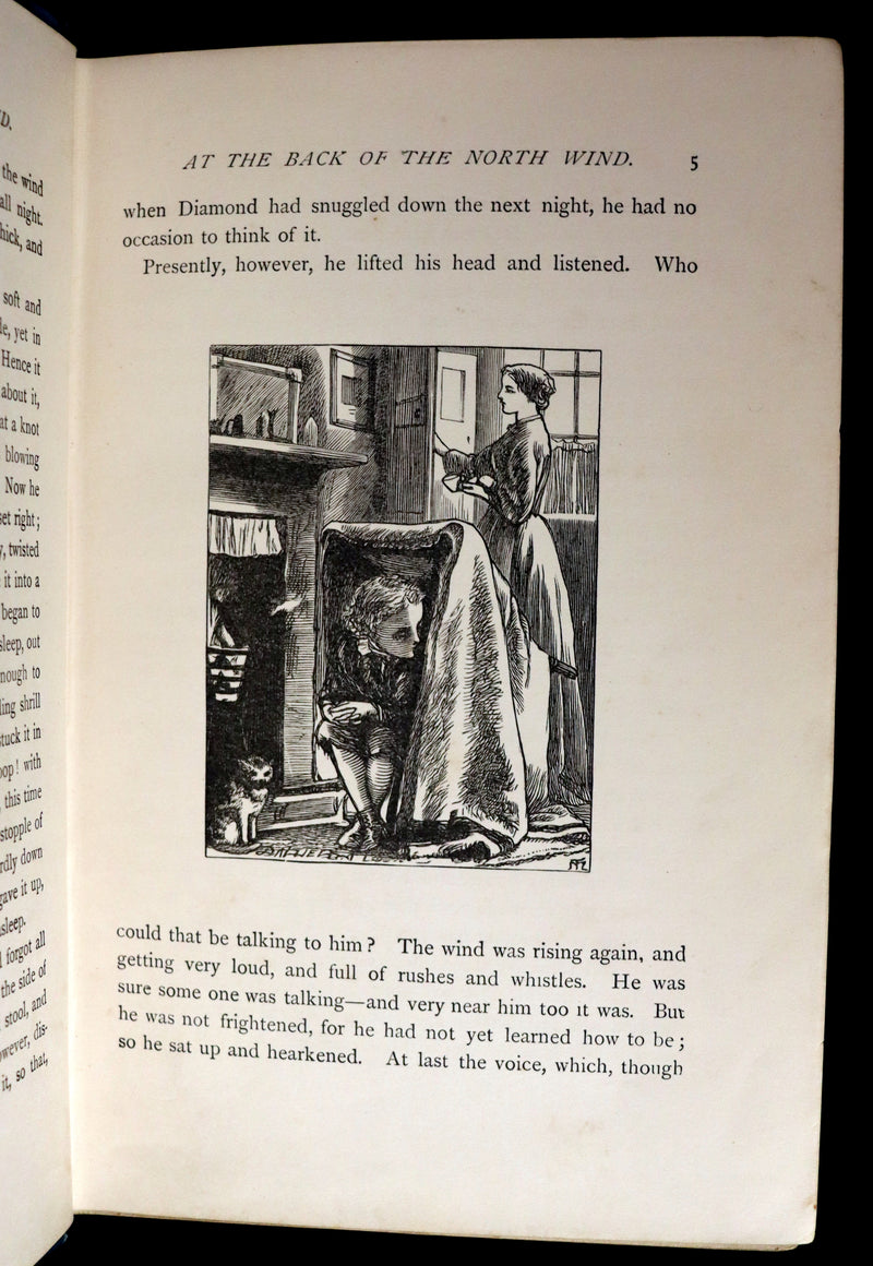 1910 Rare Book - AT THE BACK OF THE NORTH WIND by George MacDonald illustrated by Arthur Hughes.