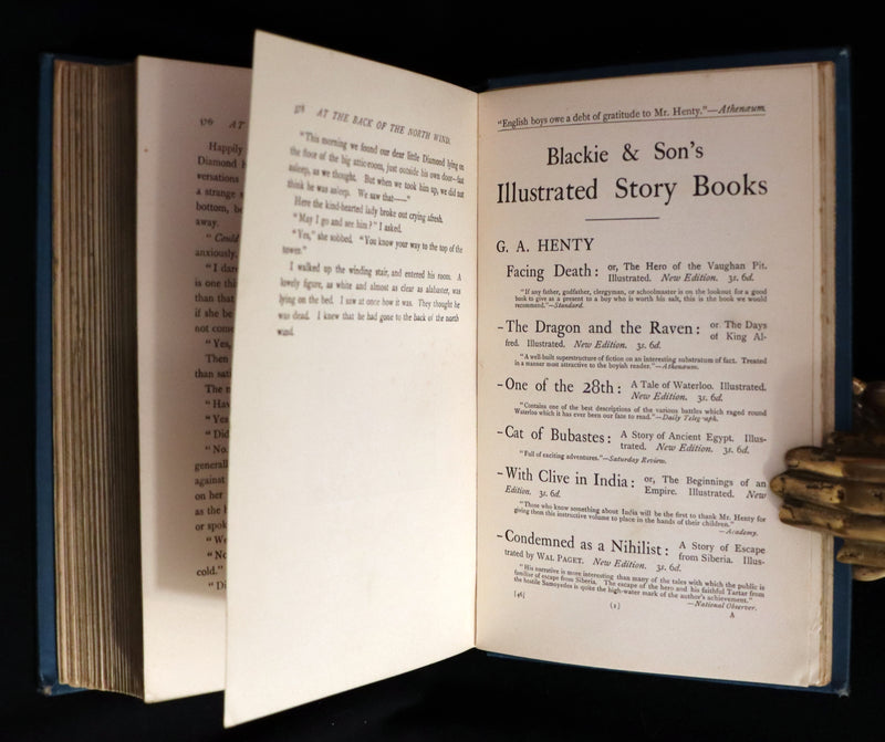 1910 Rare Book - AT THE BACK OF THE NORTH WIND by George MacDonald illustrated by Arthur Hughes.