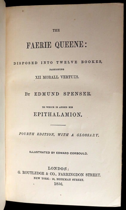 1856 Rare Book - The FAERIE QUEENE by Edmund SPENSER Illustrated by Corbould.