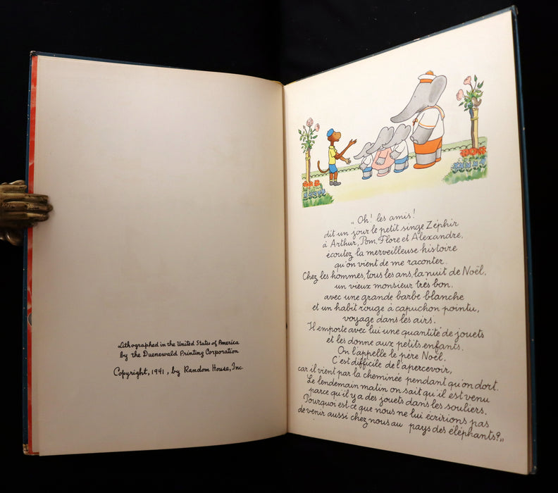 1941 FIRST EDITION French Book - BABAR et le Pere Noel (Babar & Father Christmas) by Jean de Brunhoff.