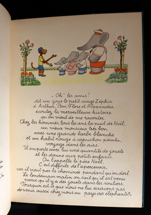 1941 FIRST EDITION French Book - BABAR et le Pere Noel (Babar & Father Christmas) by Jean de Brunhoff.