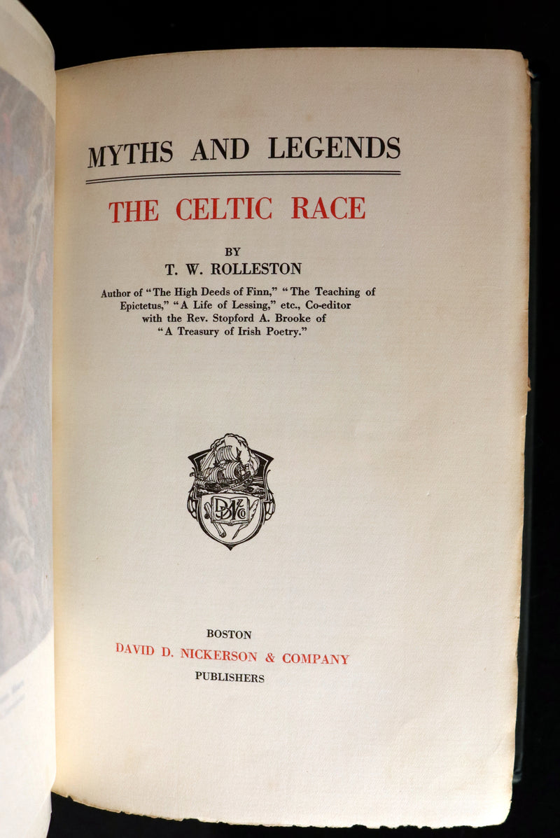 1910 Rare Book - Myths & Legends of the CELTIC Race by Thomas William Hazen Rolleston. Illustrated.