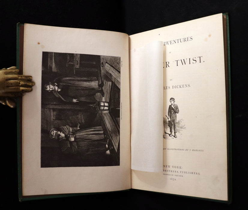 1872 Rare Edition - The Adventures of OLIVER TWIST by Charles Dickens illustrated by James Mahony.