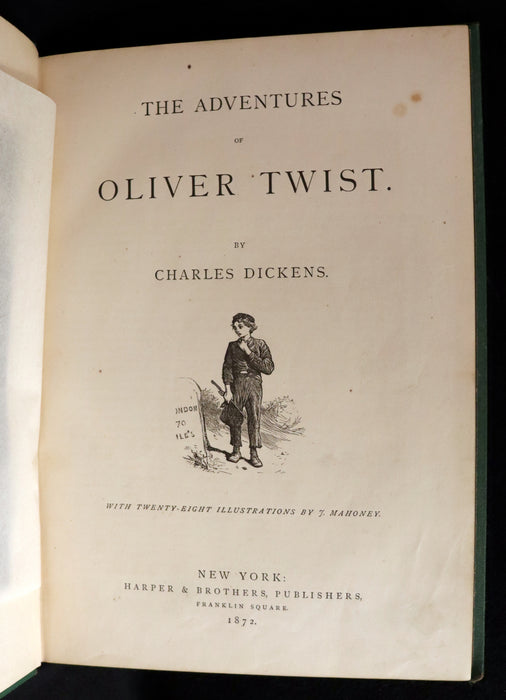 1872 Rare Edition - The Adventures of OLIVER TWIST by Charles Dickens illustrated by James Mahony.