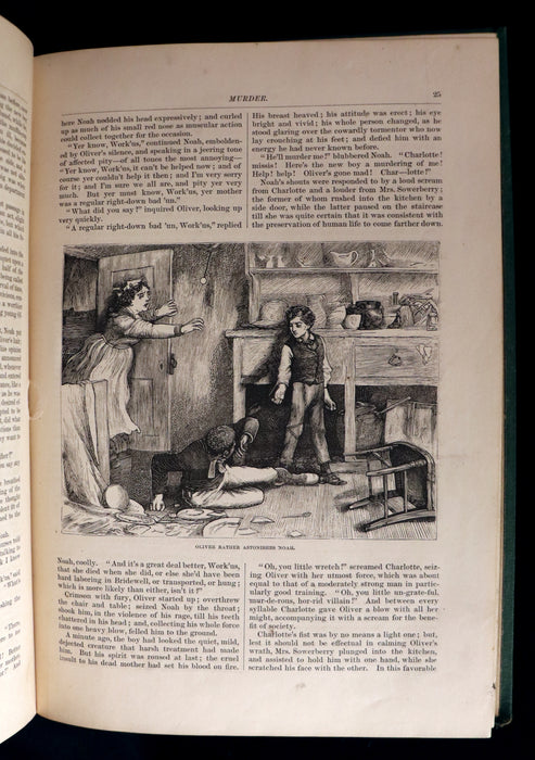 1872 Rare Edition - The Adventures of OLIVER TWIST by Charles Dickens illustrated by James Mahony.