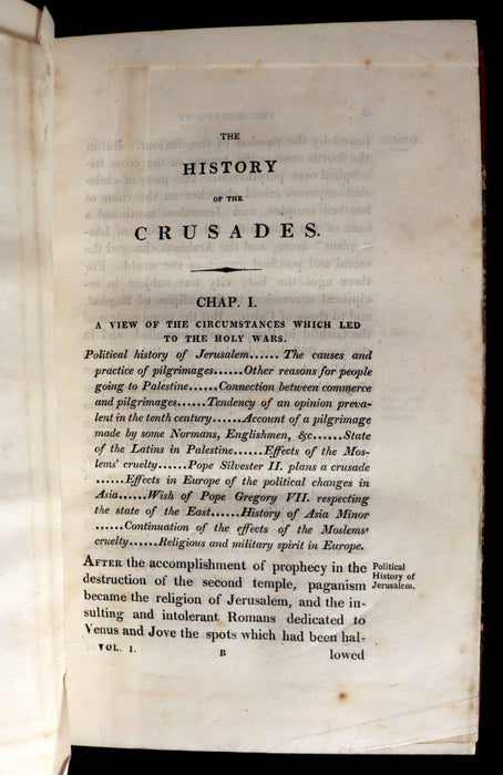 1821 Rare Book Set - The HISTORY OF THE CRUSADES for the recovery and possession of the Holy Land by Charles Mills.