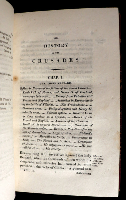 1821 Rare Book Set - The HISTORY OF THE CRUSADES for the recovery and possession of the Holy Land by Charles Mills.