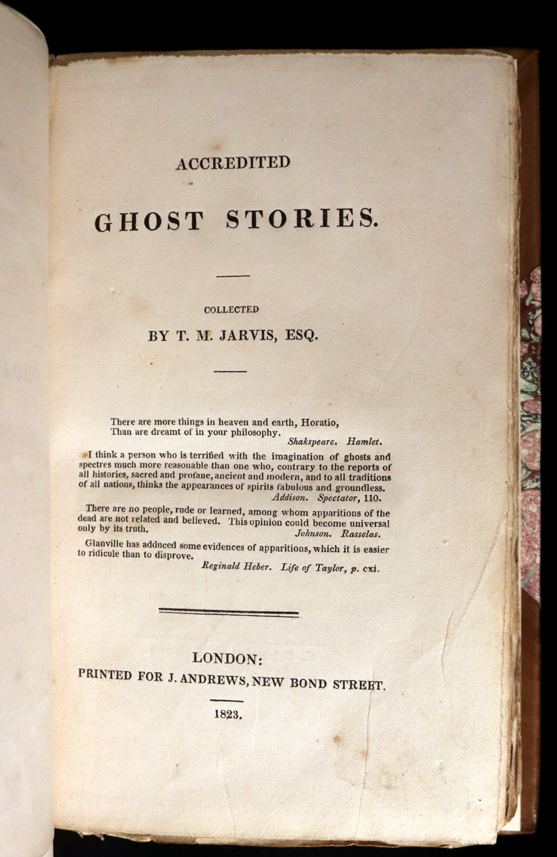 1823 Scarce Victorian Book - Accredited Ghost Stories by T.M. Jarvis. First Edition.