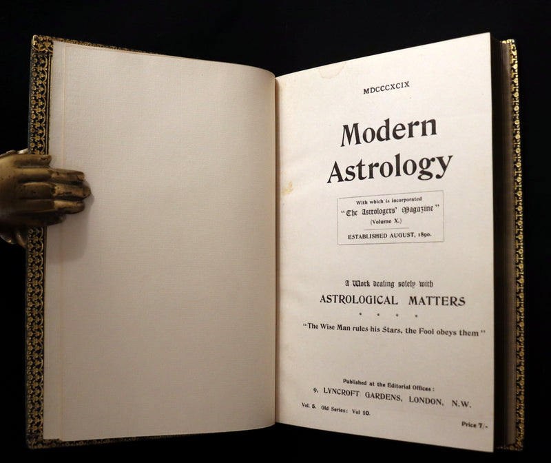 1899 Scarce Book bound by Zaehnsdorf for Asprey - MODERN ASTROLOGY - The Astrologers' Magazine by Alan Leo. Copy of Governor Charles Edison.