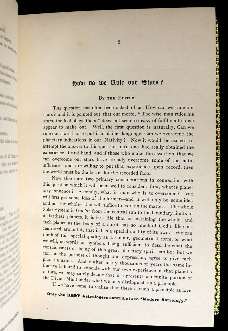 1899 Scarce Book bound by Zaehnsdorf for Asprey - MODERN ASTROLOGY - The Astrologers' Magazine by Alan Leo. Copy of Governor Charles Edison.