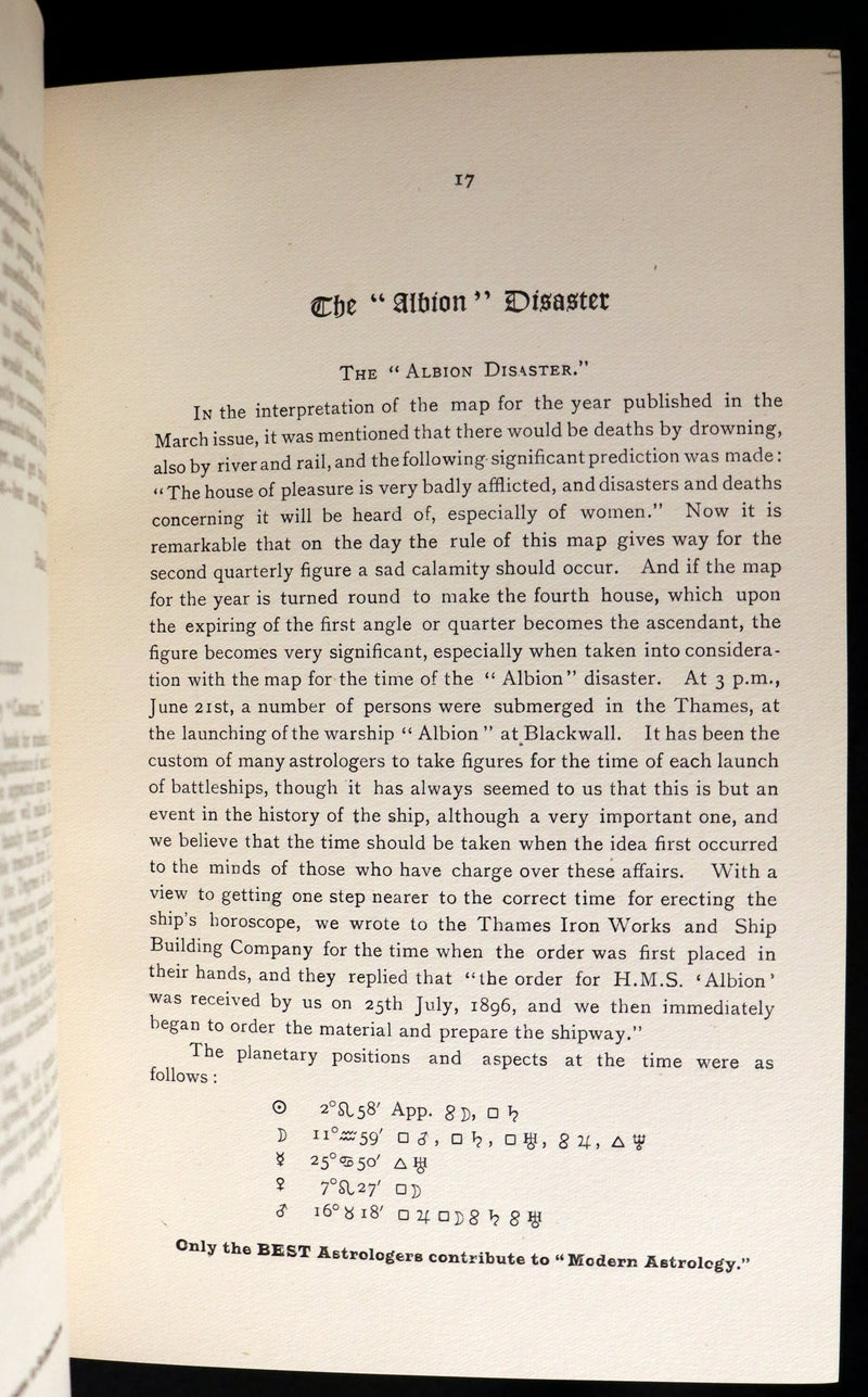 1899 Scarce Book bound by Zaehnsdorf for Asprey - MODERN ASTROLOGY - The Astrologers' Magazine by Alan Leo. Copy of Governor Charles Edison.