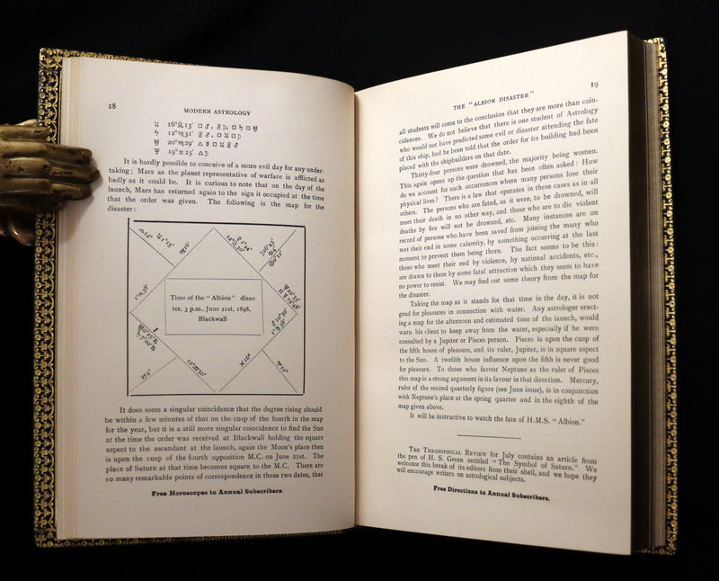 1899 Scarce Book bound by Zaehnsdorf for Asprey - MODERN ASTROLOGY - The Astrologers' Magazine by Alan Leo. Copy of Governor Charles Edison.