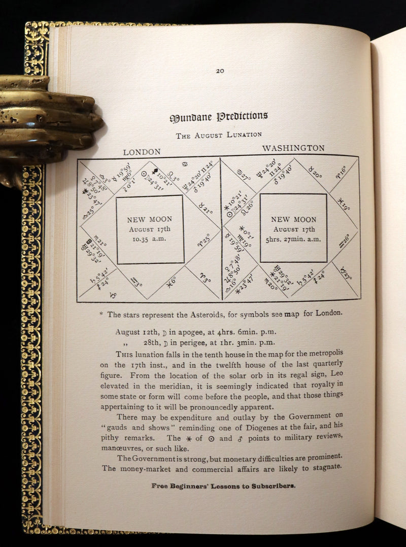 1899 Scarce Book bound by Zaehnsdorf for Asprey - MODERN ASTROLOGY - The Astrologers' Magazine by Alan Leo. Copy of Governor Charles Edison.