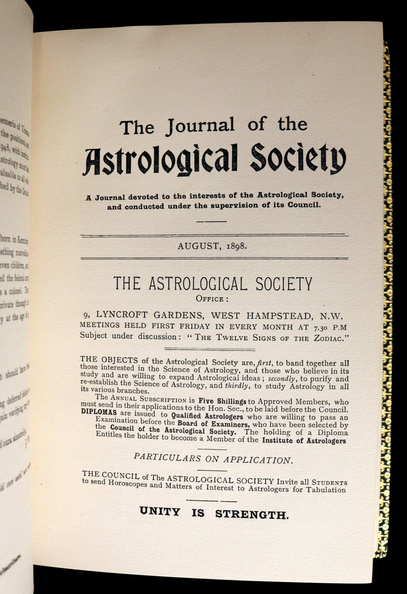 1899 Scarce Book bound by Zaehnsdorf for Asprey - MODERN ASTROLOGY - The Astrologers' Magazine by Alan Leo. Copy of Governor Charles Edison.