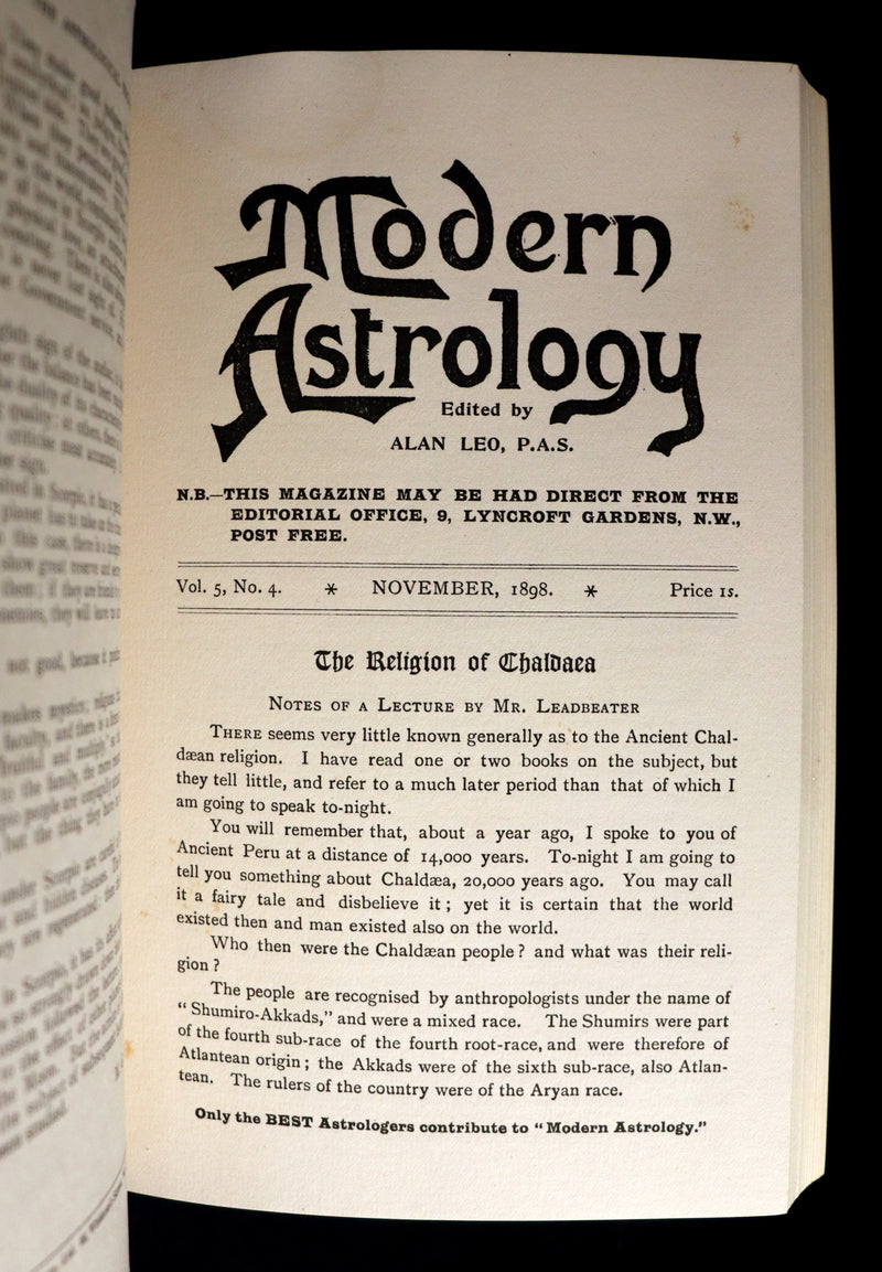1899 Scarce Book bound by Zaehnsdorf for Asprey - MODERN ASTROLOGY - The Astrologers' Magazine by Alan Leo. Copy of Governor Charles Edison.