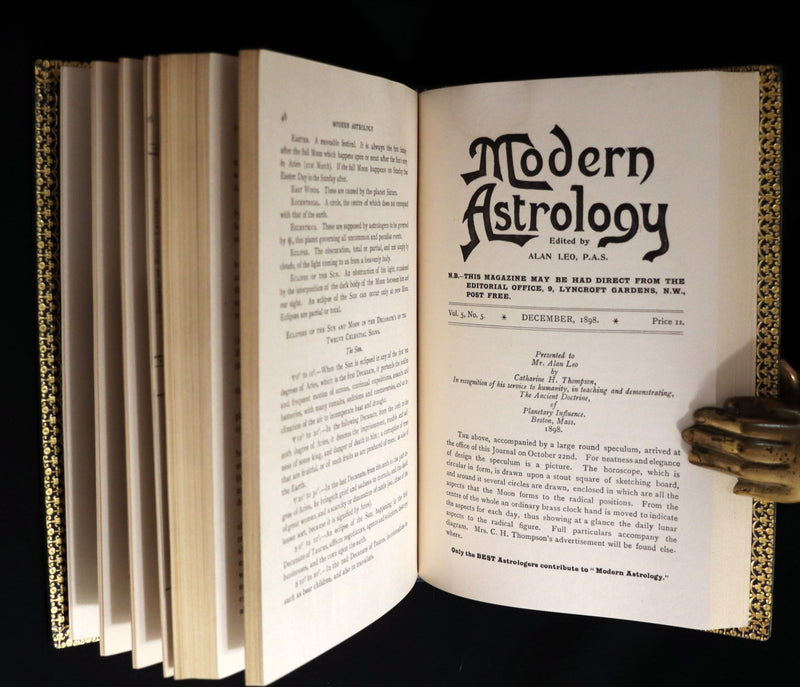 1899 Scarce Book bound by Zaehnsdorf for Asprey - MODERN ASTROLOGY - The Astrologers' Magazine by Alan Leo. Copy of Governor Charles Edison.