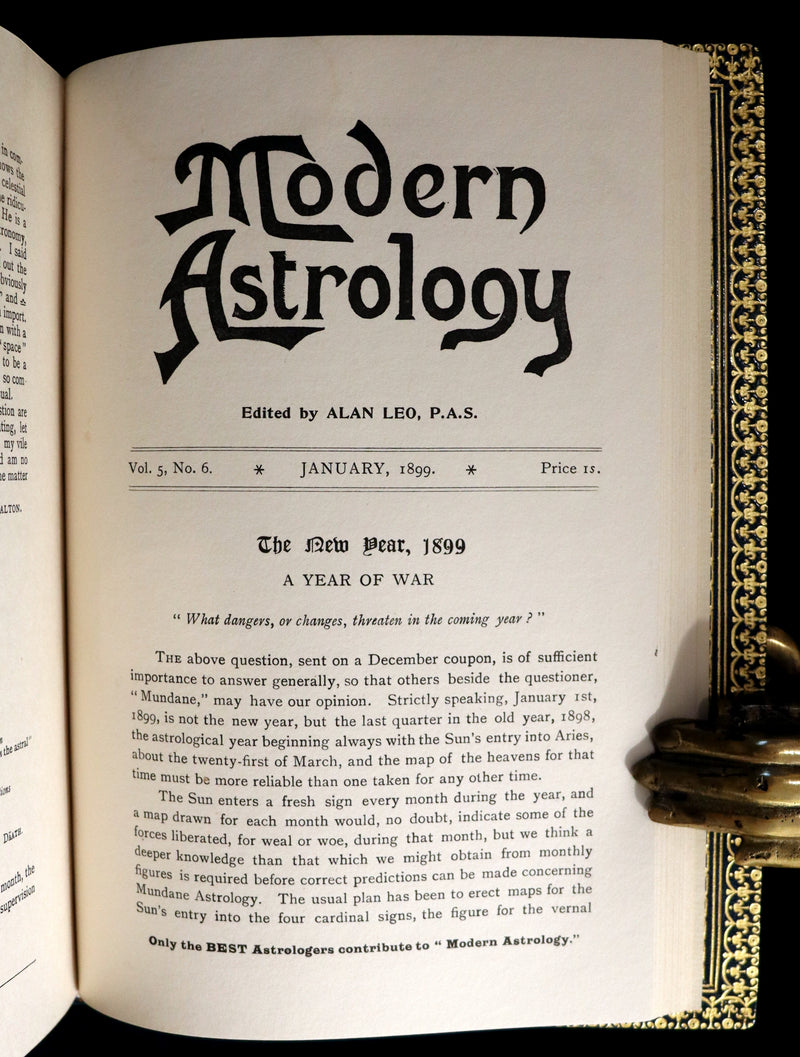 1899 Scarce Book bound by Zaehnsdorf for Asprey - MODERN ASTROLOGY - The Astrologers' Magazine by Alan Leo. Copy of Governor Charles Edison.