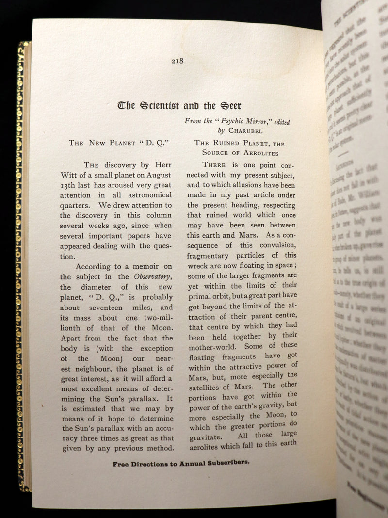 1899 Scarce Book bound by Zaehnsdorf for Asprey - MODERN ASTROLOGY - The Astrologers' Magazine by Alan Leo. Copy of Governor Charles Edison.