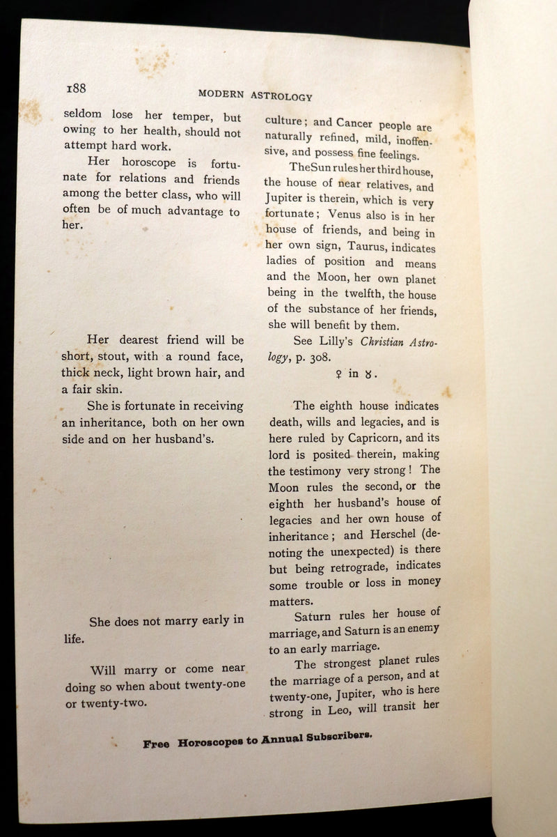 1899 Scarce Book bound by Zaehnsdorf for Asprey - MODERN ASTROLOGY - The Astrologers' Magazine by Alan Leo. Copy of Governor Charles Edison.
