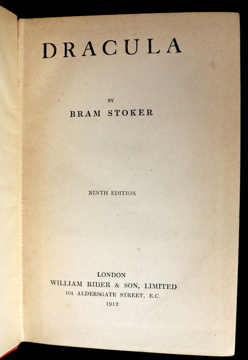1912 Rare First Rider Edition - DRACULA by Bram Stoker. Gothic Vampire Story.