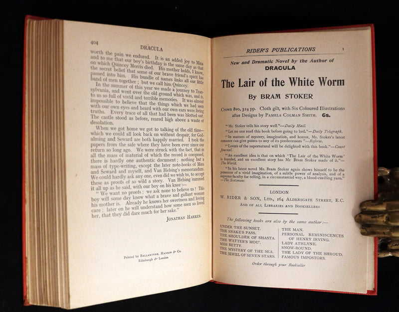 1912 Rare First Rider Edition - DRACULA by Bram Stoker. Gothic Vampire Story.