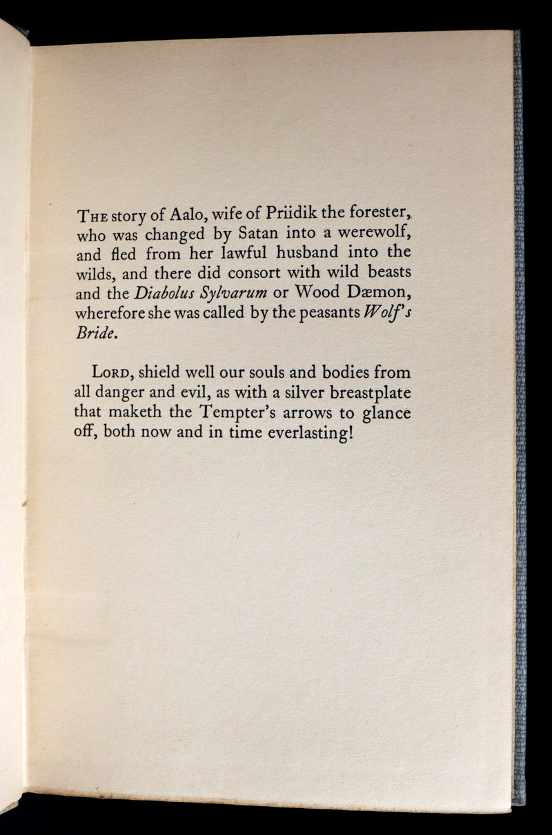 1930 Scarce First Edition on Werewolves - (Sudenmorsian ) THE WOLF'S BRIDE: A TALE FROM ESTONIA by Aino Kallas.