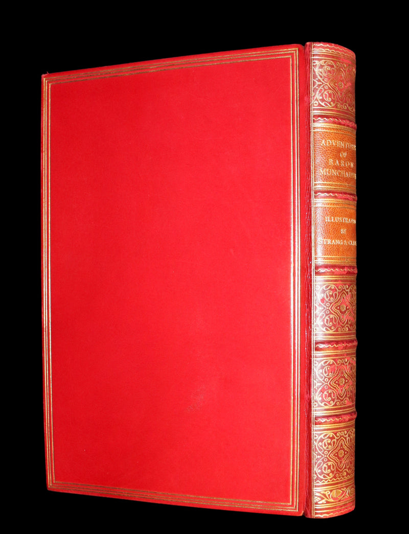 1915 Rare Book bound by Riviere - The Surprising Adventures of Baron MUNCHAUSEN Illustrated by Strang & Clark.