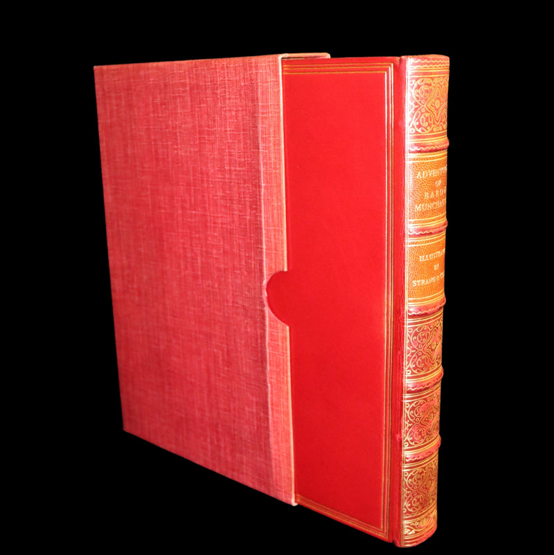 1915 Rare Book bound by Riviere - The Surprising Adventures of Baron MUNCHAUSEN Illustrated by Strang & Clark.